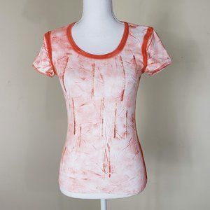 Marc Aurel Tie Dye Sequin Short Sleeve Top Orange Size 36 EU/ 6 US